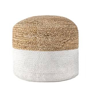 nuLOOM Janis Braided Jute Filled Ottoman Natural Round Pouf-FRSVJT05A - The Home Depot | The Home Depot