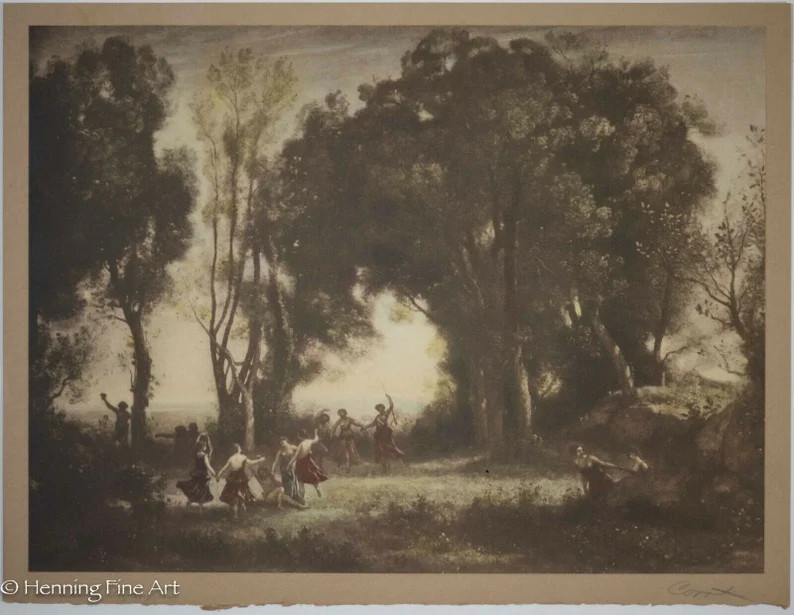Antique Corot Lithograph "Dance of Nymphs" Signed & Titled in Pencil, Nice! | Etsy (US)