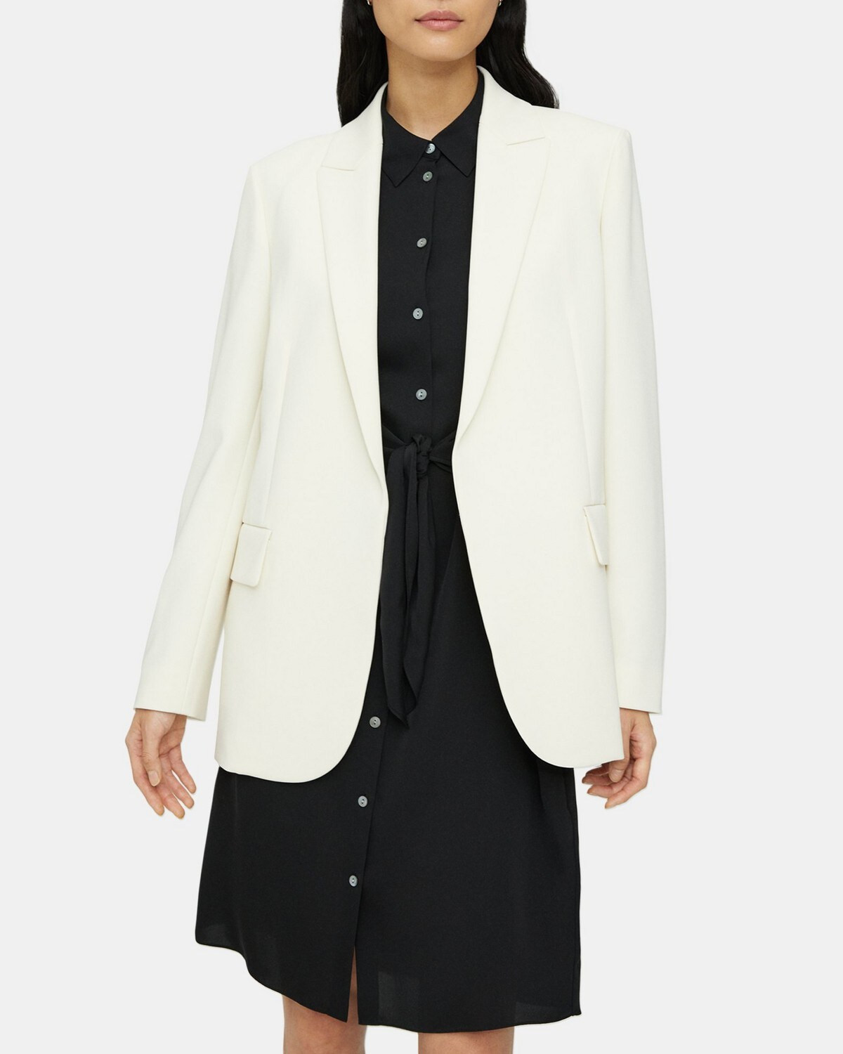 White Crepe Relaxed Blazer | Theory Outlet | Theory Outlet