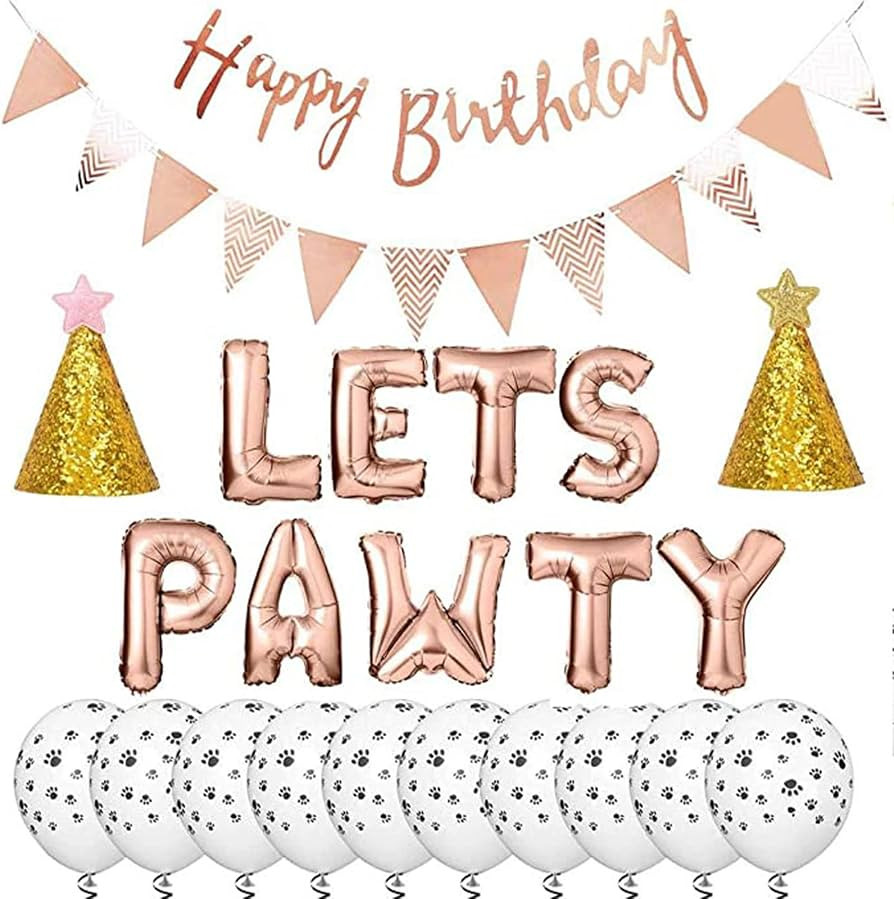 Esweny Dog Cat Birthday Party Supplies,Dog Cat Party Decorations,Lets Pawty Balloons Dog Cat Birt... | Amazon (US)