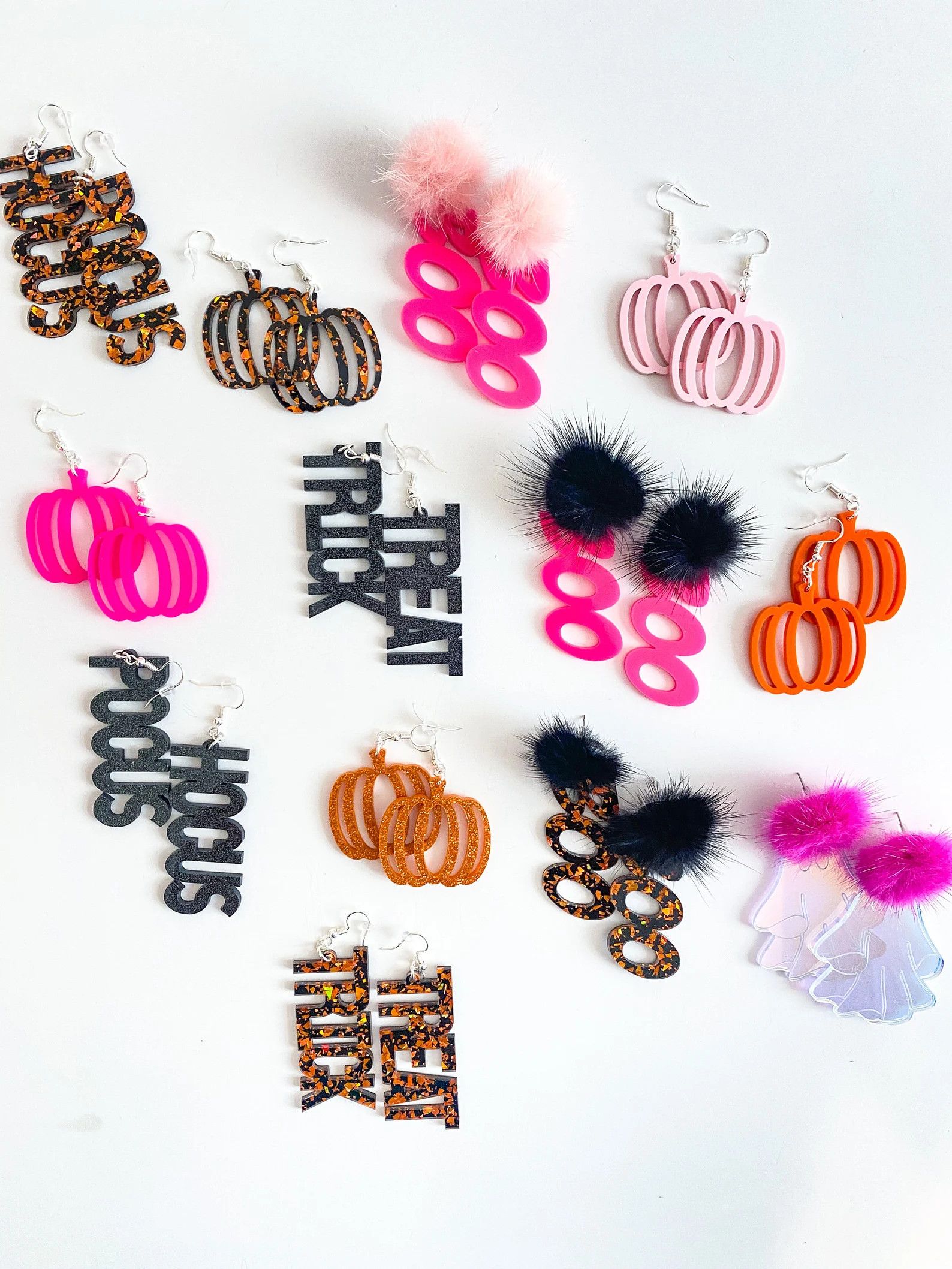 Seasonal Halloween Earrings Acrylic Spooky Earrings Boo - Etsy | Etsy (US)