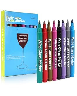GAINWELL Metallic Wine Glass Markers – Pack of 8 Food-Safe Non-Toxic Wine Glass Marker Pens - C... | Amazon (US)