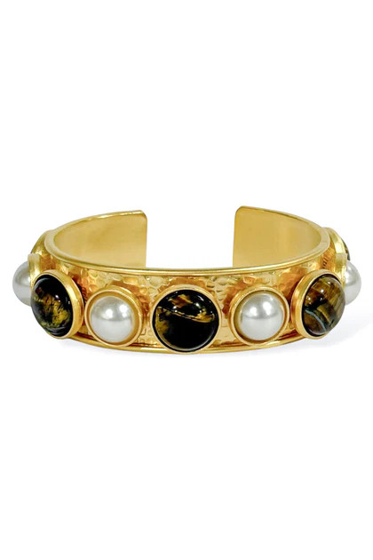 Virtue Hope Pearl and Tigers Eye Cuff Bracelet | The Willow Tree