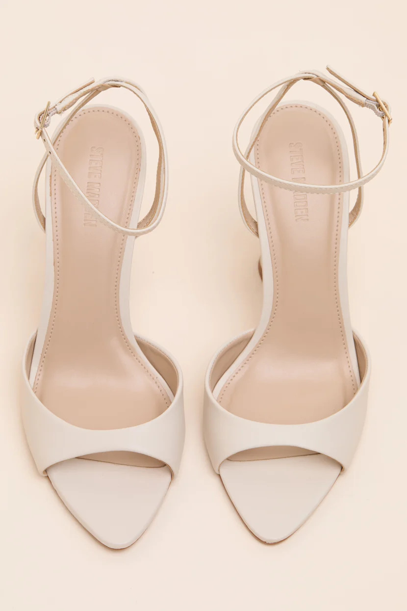 Beki Bone Leather Ankle Strap High Heel Sandals | Lulus