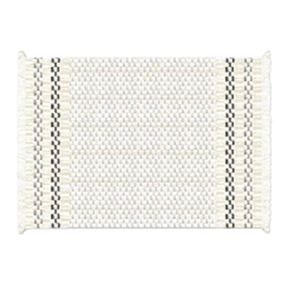 Set Of 4 Grey & White Woven Placemats With White Fringe, Cotton | At Home