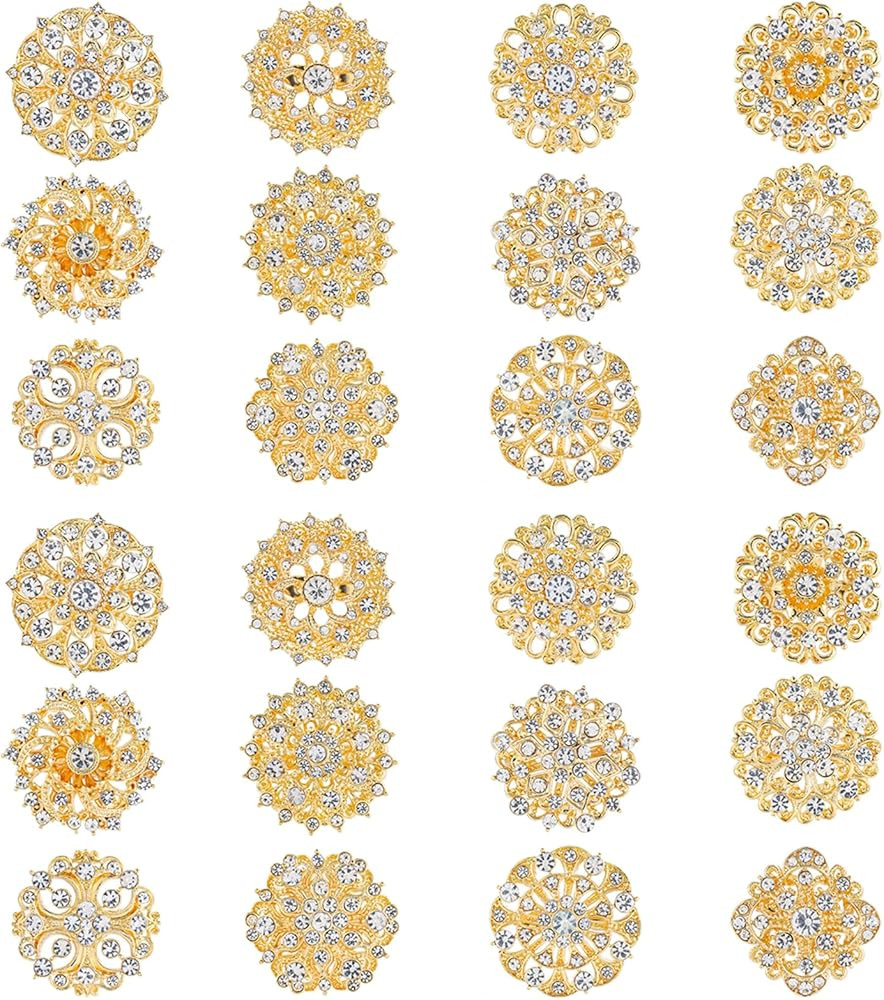 Rhinestone Crystal Brooches Pins for Women Crafts, Bridal Wedding Bouquet Flower Brooch Bulk Set ... | Amazon (US)