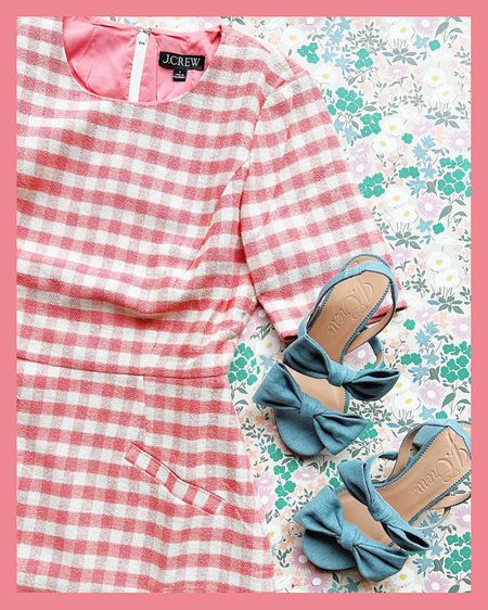 A darling outfit to welcome spring 🌷🌸 

#gingham #tweed #pink #sandals #heels #bowsandals #bows #springoutfit #springstyle #workoutfit #pinkdress #jcrew #chambray #ltkworkwear #ltkfind #ltksalealert

#LTKshoecrush #LTKSeasonal #LTKstyletip