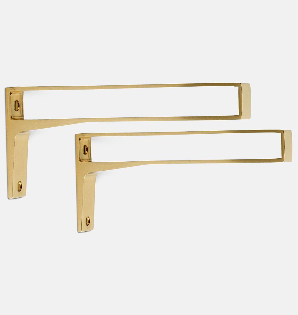 Strap Shelf Bracket Set, Aged Brass | Rejuvenation