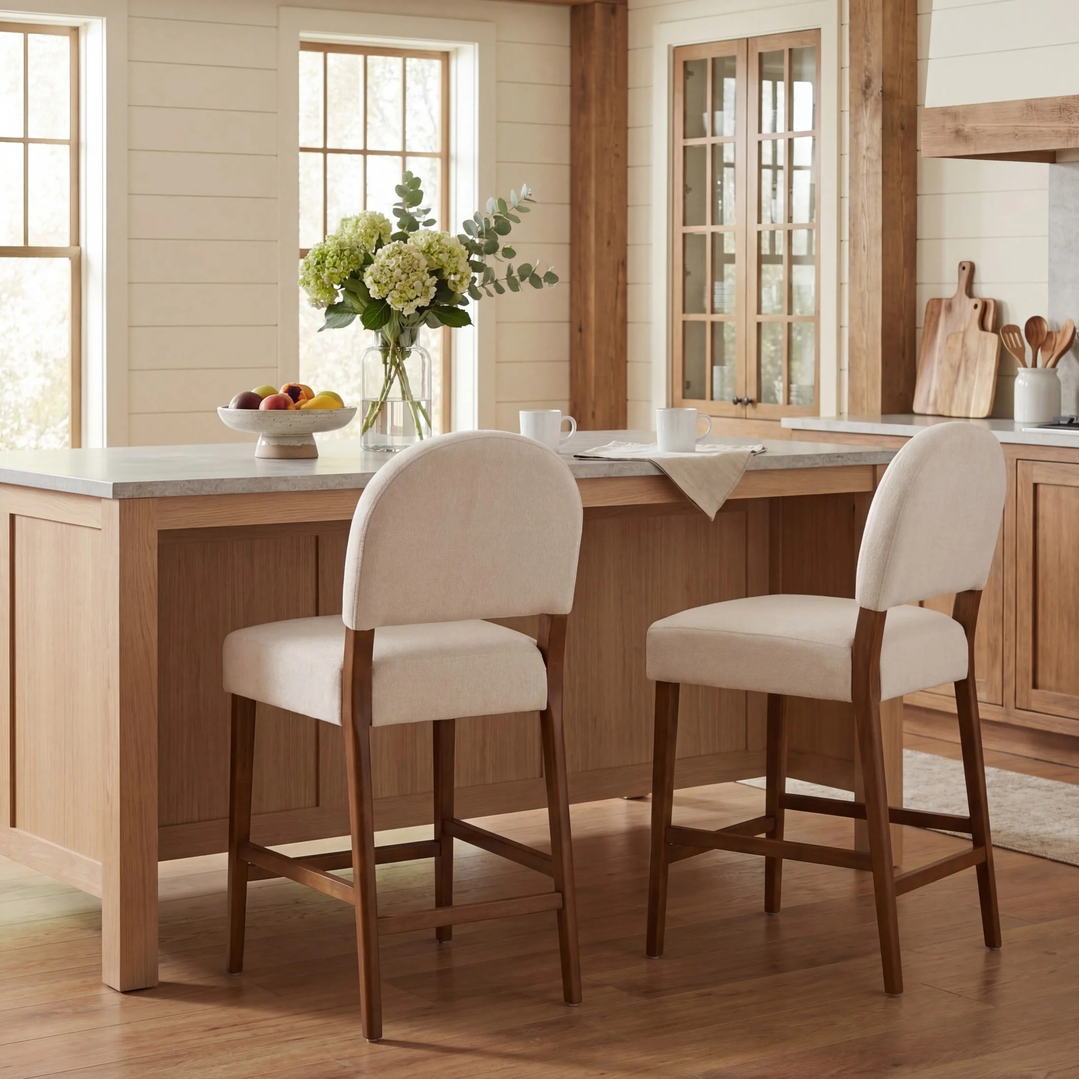 Christopher Knight Home 40" Modern Counter Height Fabric Bar Stools Set of 2, Rubberwood Frame, B... | Walmart (US)