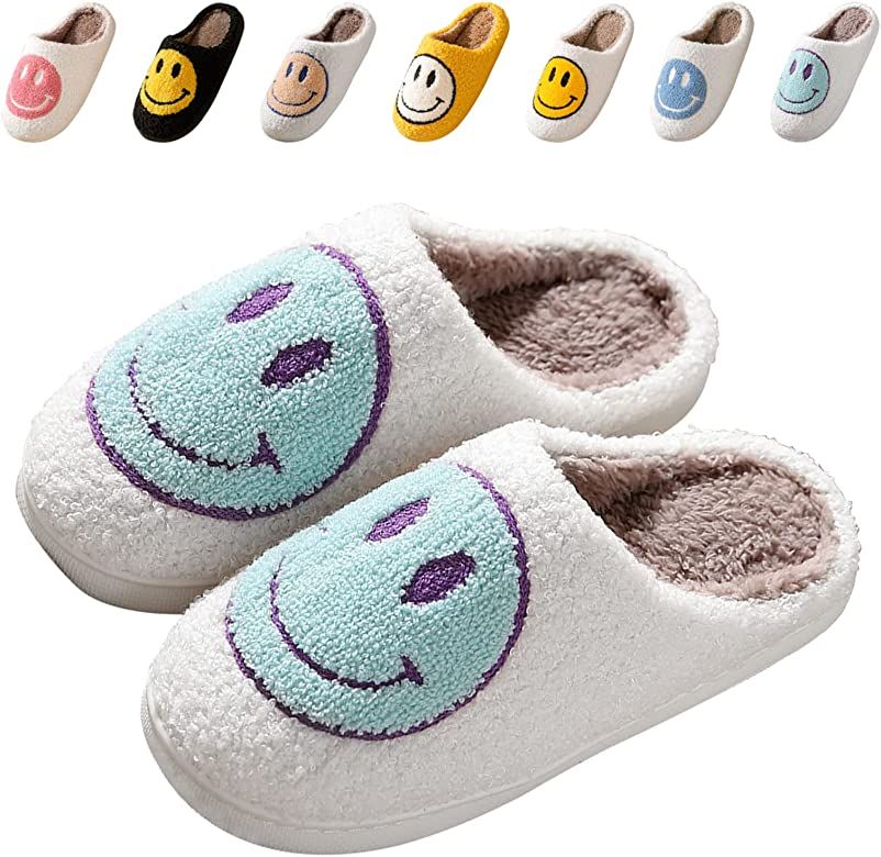 Bevaney Smile Face Slippers for Women, Soft Plush Smile Slippers Retro Preppy Slippers with Smile... | Amazon (US)