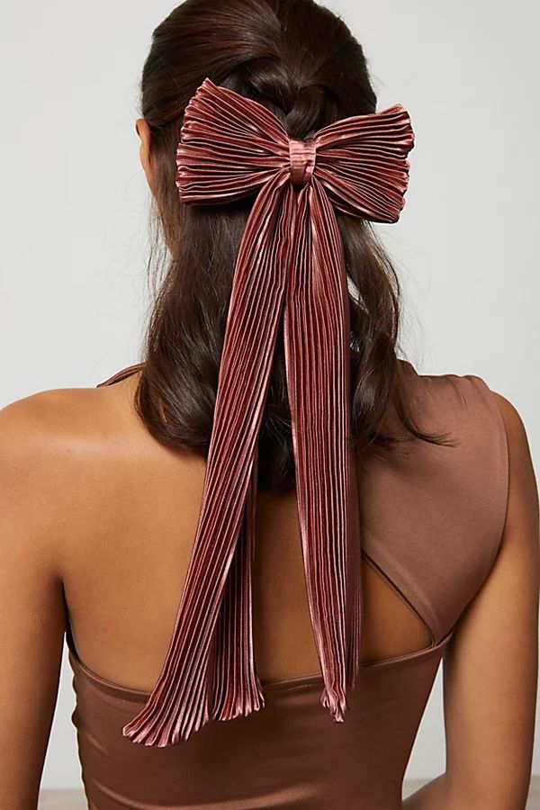 Long Pleated Hair Bow Barrette | Urban Outfitters (US and RoW)