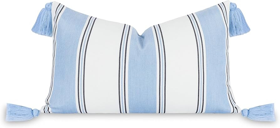 Hofdeco Premium Coastal Hampton Outdoor Performance Lumbar Pillow Cover Only, 12"x20" Water Repel... | Amazon (US)