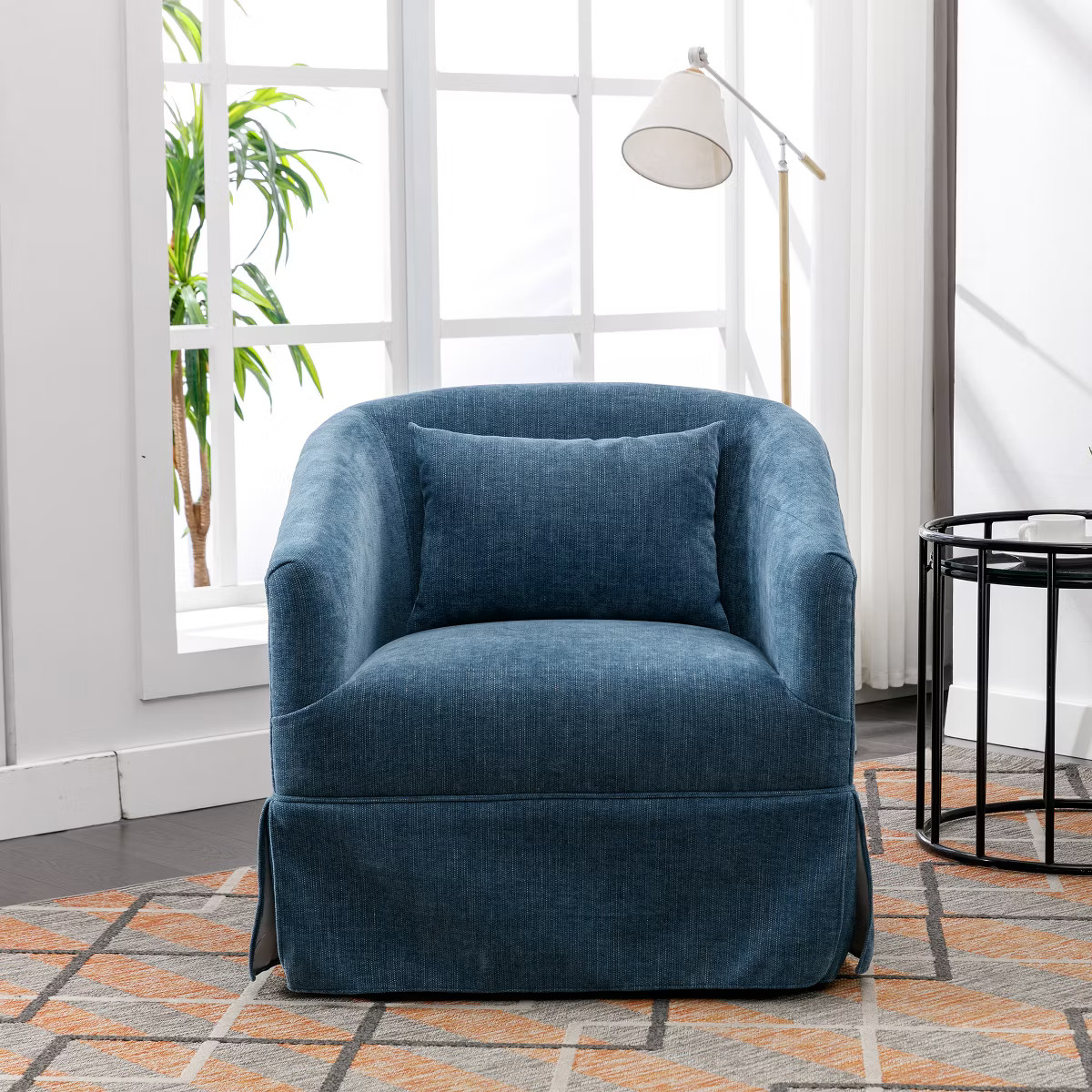 360° Swivel Linen Upholstered Armchair - ModernLuxe | Target