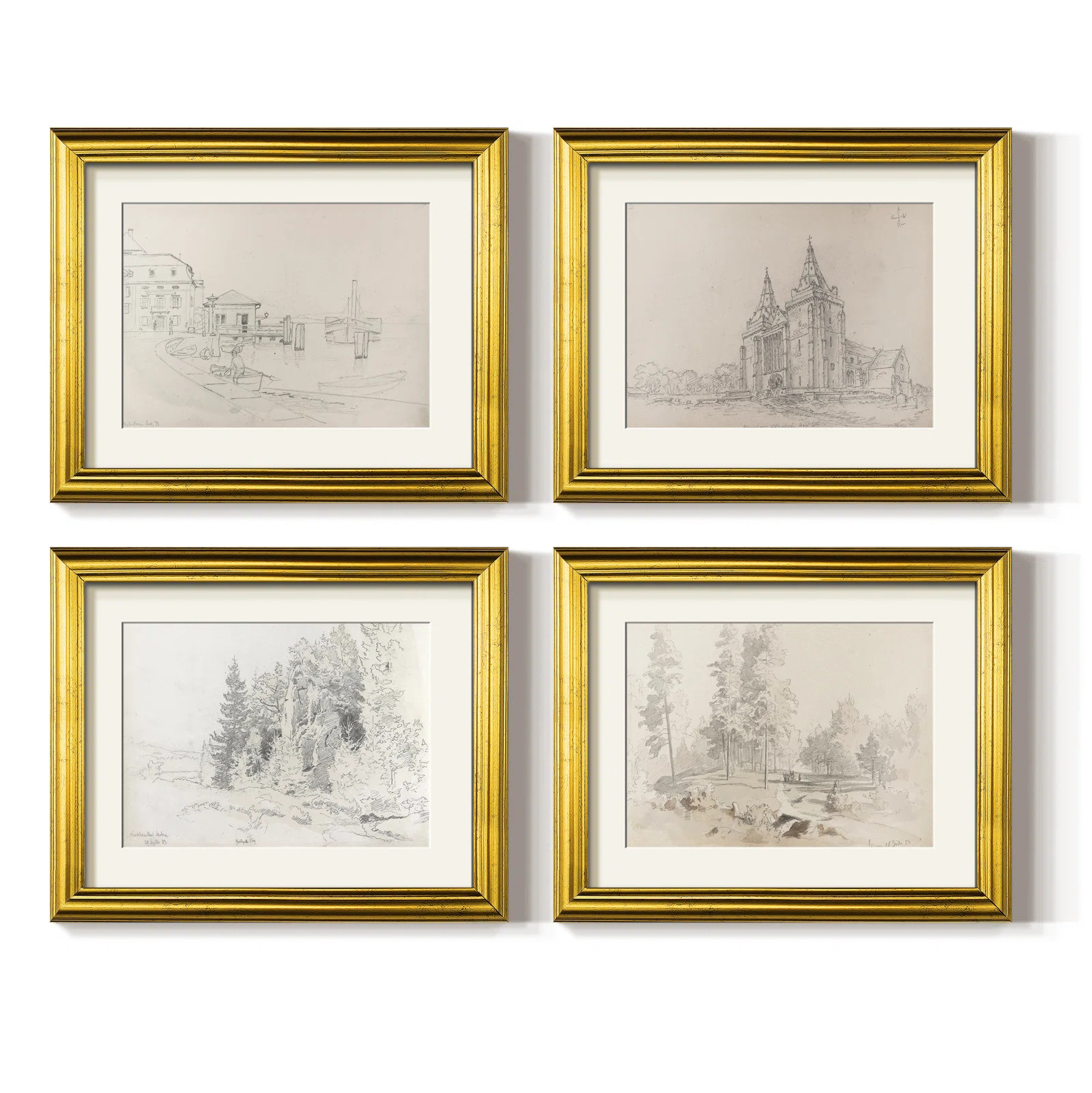 Vintage Sketch IV  -4 Piece Set of Framed Prints (Set of 4) | Wayfair North America