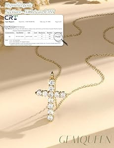 GEMQUEEN 1.1CT Moissanite Cross Necklace, 925 Sterling Silver, 20in | Amazon (US)
