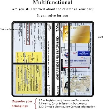 Leather Car Registration and Insurance Card Holder, Car Document Holder for Cards License with Ma... | Amazon (US)