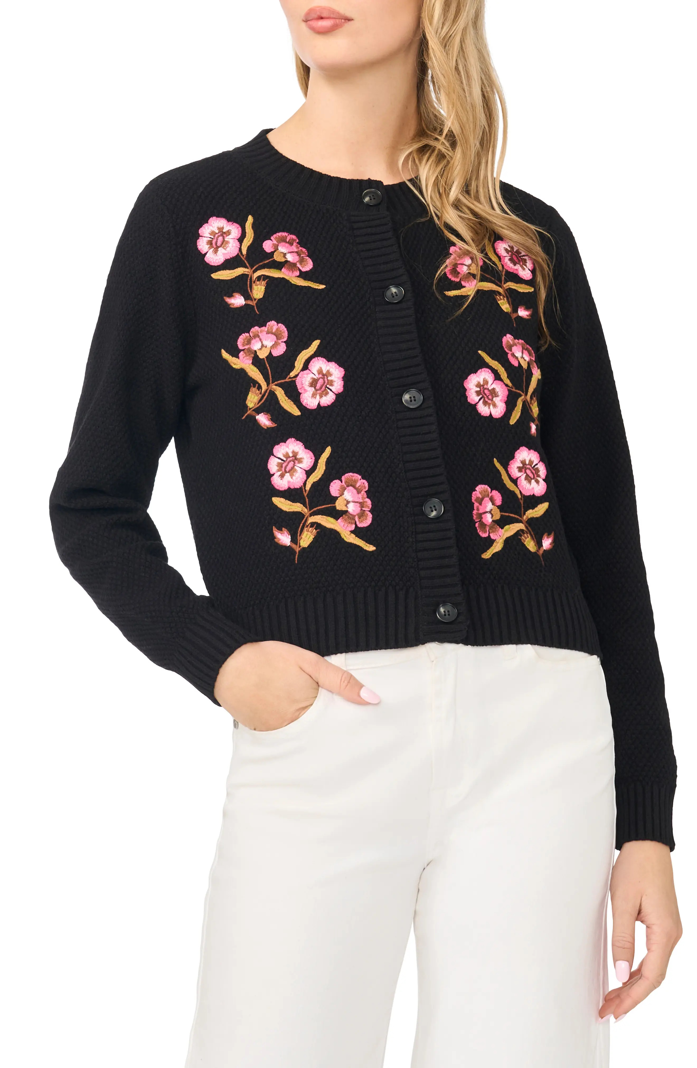 Embroidered Cotton Blend Cardigan (Women) | Nordstrom | Nordstrom