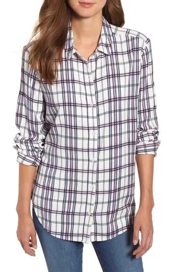 Women's Caslon Plaid Shirt, Size X-Small - Ivory | Nordstrom