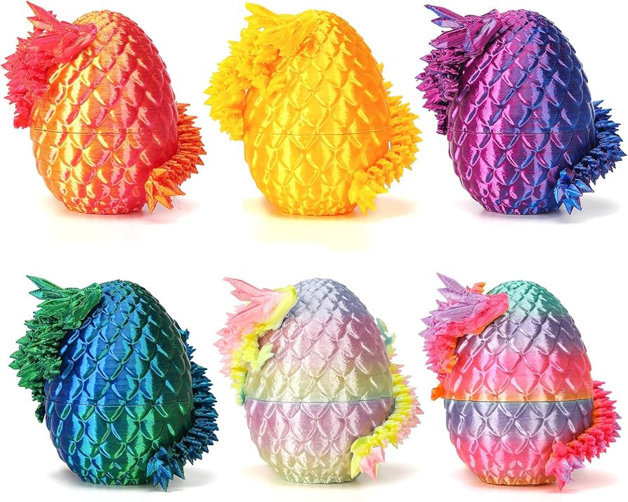 6PCS Mini 3D Printed Dragon Egg, Prefilled Dragon Eggs Toys Filled,3D Printed Dragon in Egg,Cryst... | Amazon (US)