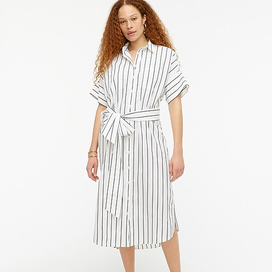 Relaxed-fit short-sleeve cotton poplin shirtdress in stripe | J. Crew US