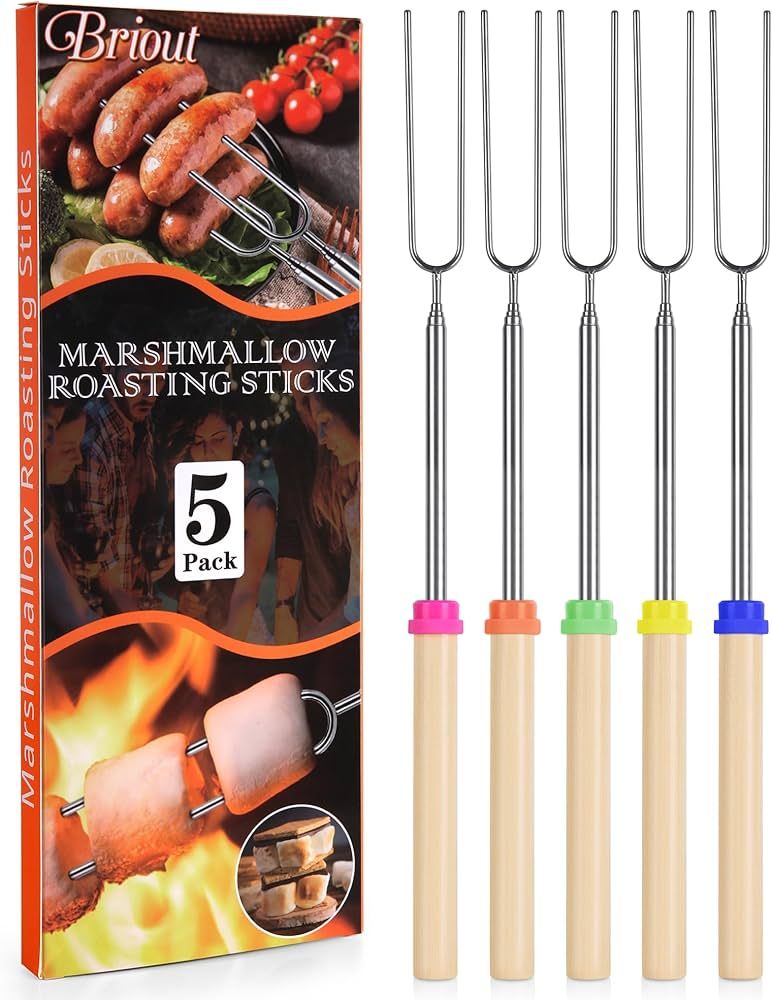 Briout Marshmallow Roasting Sticks - Smores Stick for Fire Pit - Hot Dog Campfire Skewers Marshma... | Amazon (US)