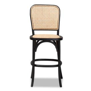 Baxton Studio Vance 41.7 in. Beige and Black Low Back Wood Frame Counter Height Bar Stool 195-128... | The Home Depot