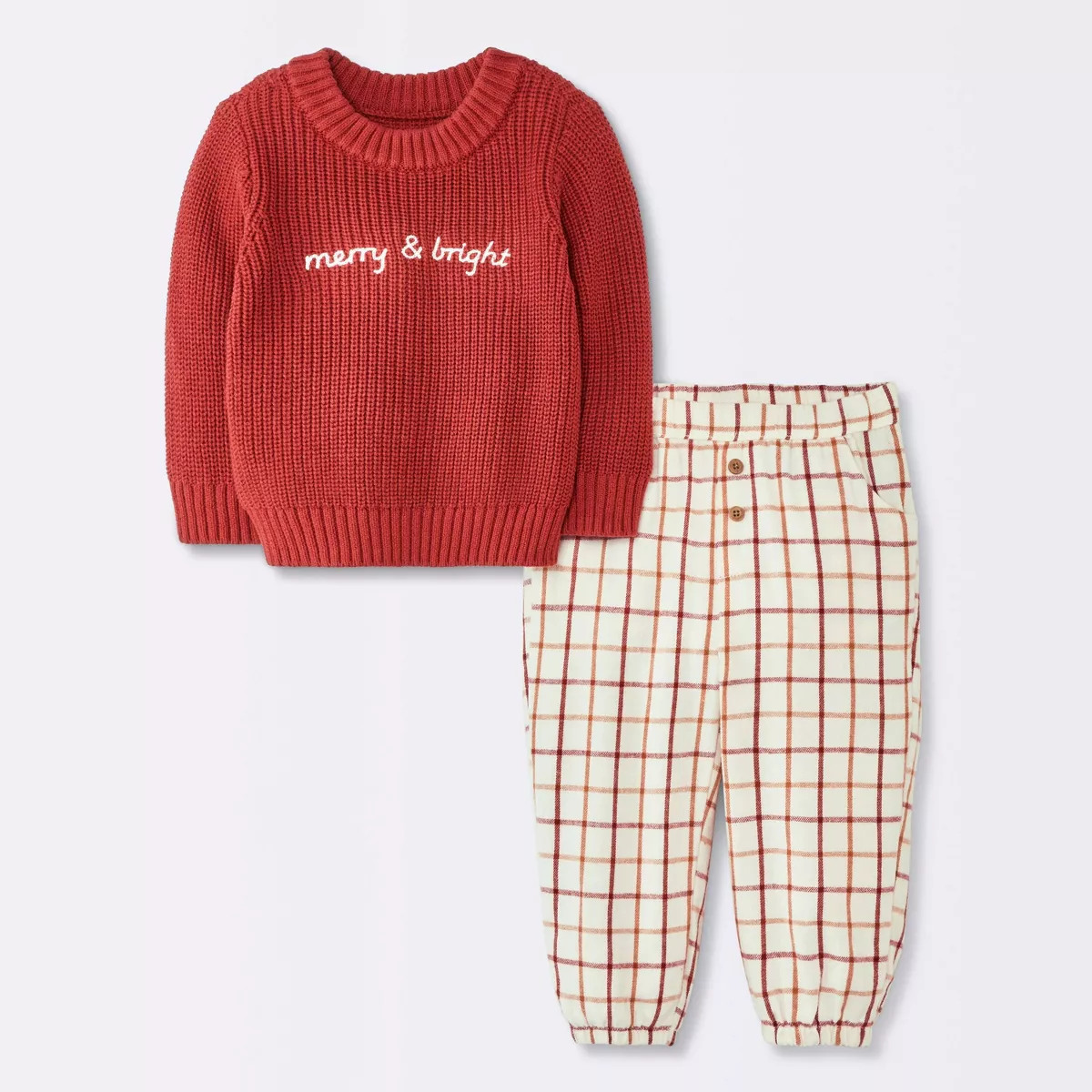 Baby Boys' 2pc Christmas Holiday Merry and Bright Sweater and Gingham Pants Set - Cloud Island™... | Target