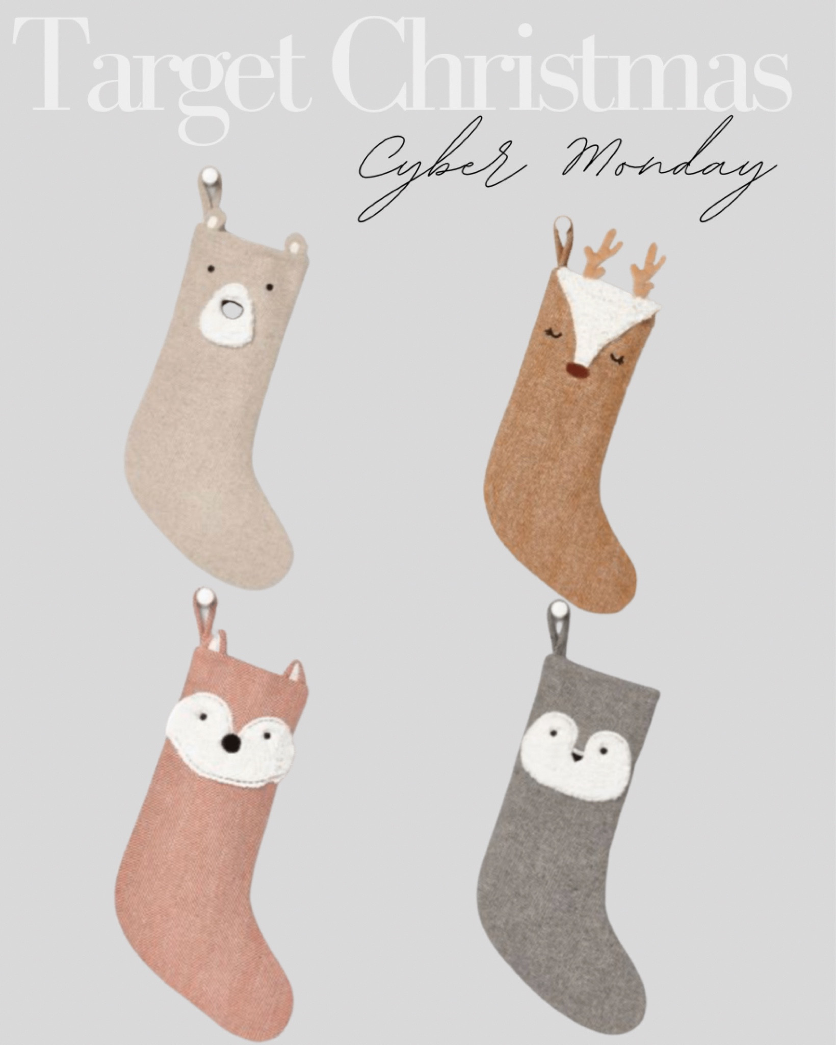 Adorable woodland character stockings! Cyber Monday sale! 

Target finds, holiday decor, stocking animals, home decor, Christmas decor, Christmas finds 

#LTKHoliday #LTKSeasonal #LTKhome