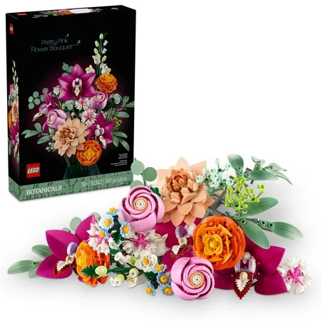 LEGO Botanicals Pretty Pink Flower Bouquet Building Set for Adults - Gifts for Christmas - Artificial Flowers for Decor or Table Display - 10342 | Walmart (US)