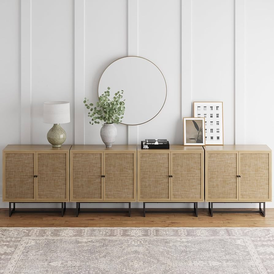 Nathan James Kova Entryway, Sideboard Buffet Storage, Set of 4, Light Oak/Black | Amazon (US)