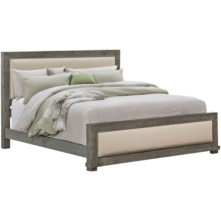 Willow Distressed Gray Queen Upholstered Bed | Slumberland Furniture