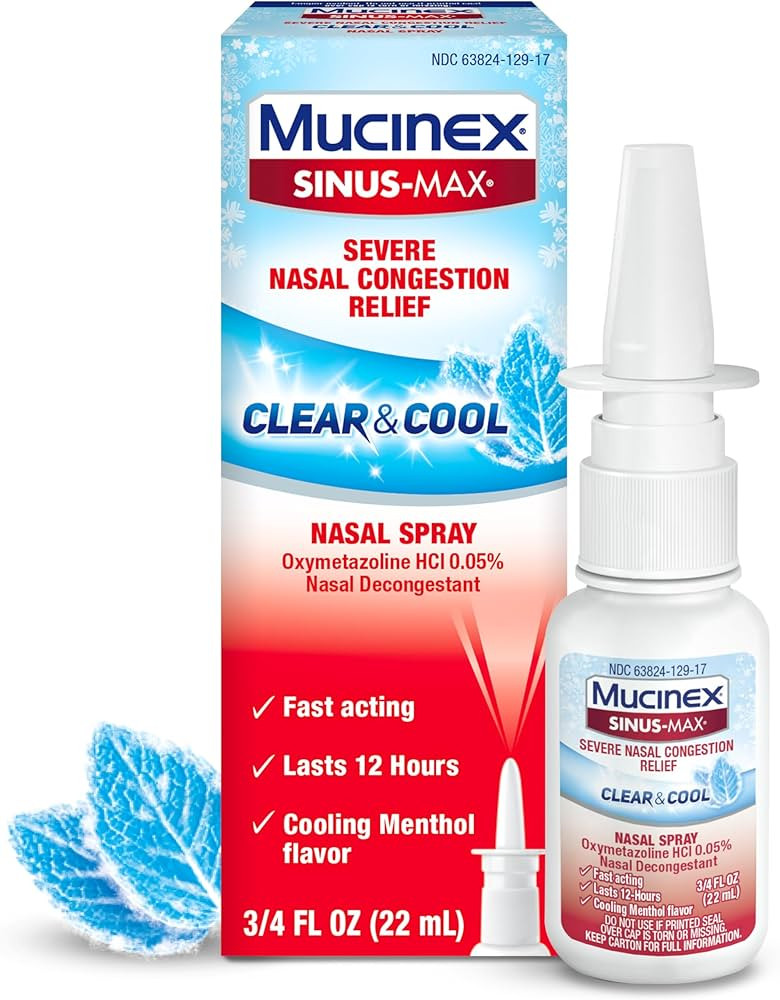 Mucinex Sinus-Max Nasal Spray Decongestant, 12 Hour Over-The-Counter Medication Nose Spray for Si... | Amazon (US)