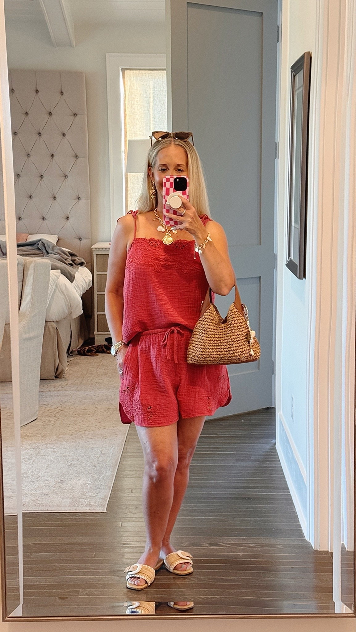 Head-to-toe Target summer outfit ☀️🎯
The coral gauze set is lightweight, comfy, and perfect for vacation, beach days, brunch, or running errands. Paired it with the cutest woven handbag, shell jewelry, and bow sandals… all from Target ✨👏

#targetstyle #targetfinds #targetfashion #summerstyle #vacayoutfit #beachstyle #affordablefashion #ltkstyle #summeroutfit #targetsummer

#LTKOver40 #LTKootd #LTKPetite