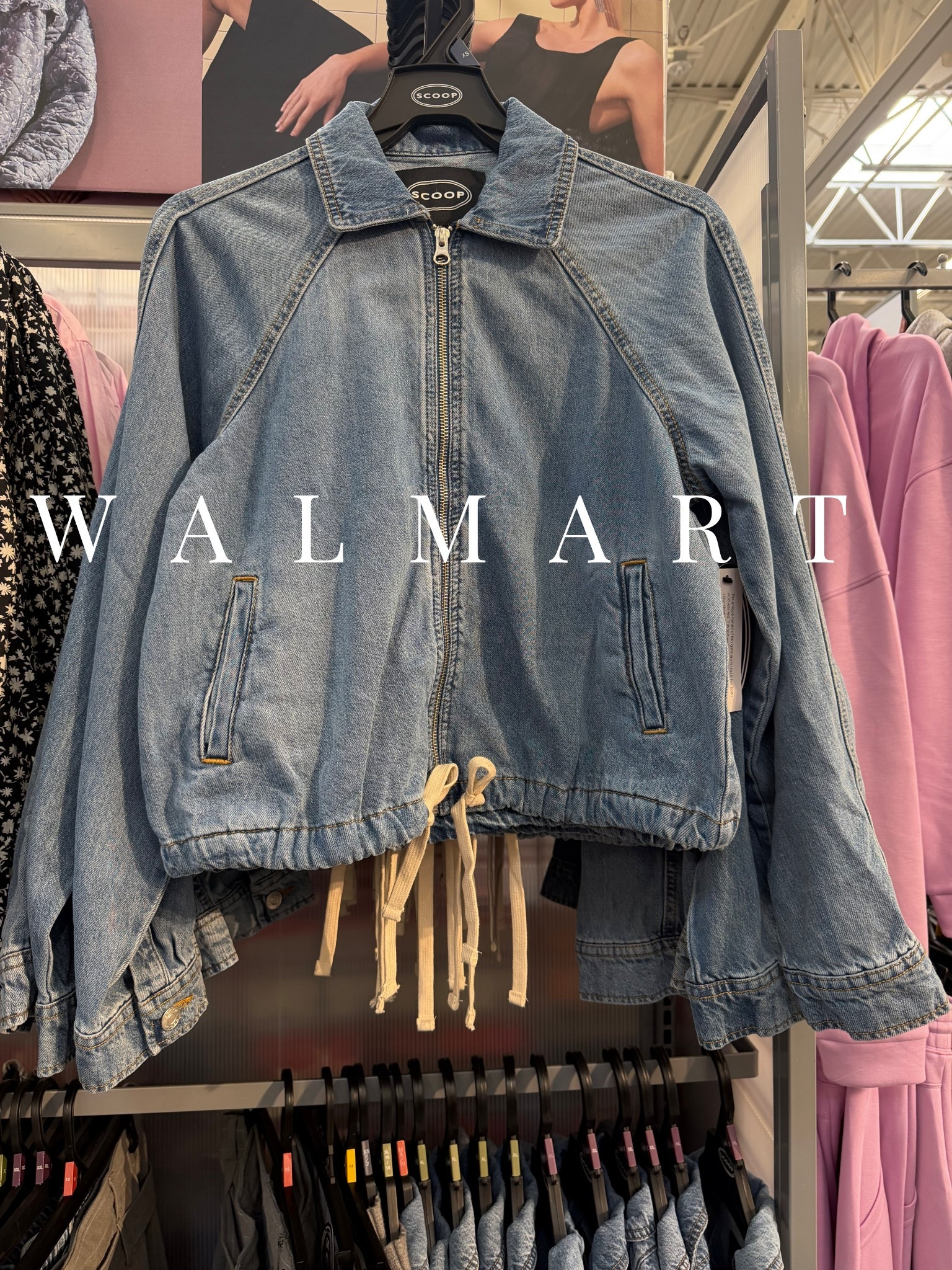 This Denim Bomber jacket is trendy, cute, and affordable! 

This is a must have for spring style! 

love the ties & also would look great w/ the barrel jeans I’m modeling in my other post! 

Mid weight denim jacket | spring jacket | spring layers | cotton material  
Relaxed fit |  pockets | soft denim | drawstring at hem | medium wash  