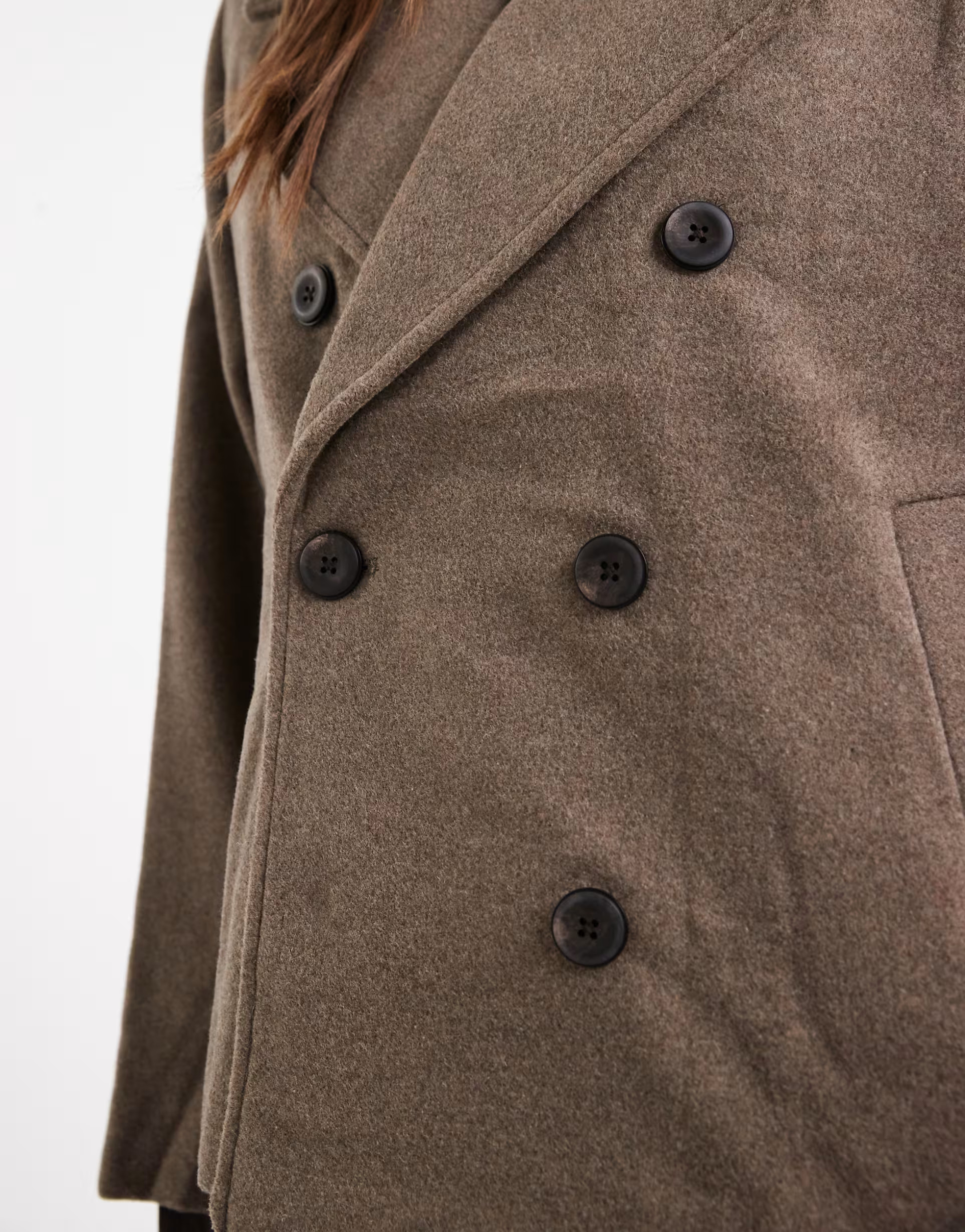 Object premium wool mix tailored short jacket in brown | ASOS (Global)