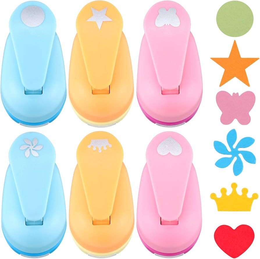 Zonon 6 Pcs Hole Paper Punches for Crafting Handmade Scrapbook Punches Tools with Craft Sticker P... | Amazon (US)
