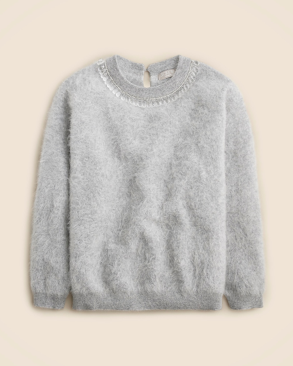Embellished brushed cashmere relaxed crewneck sweater | J. Crew US