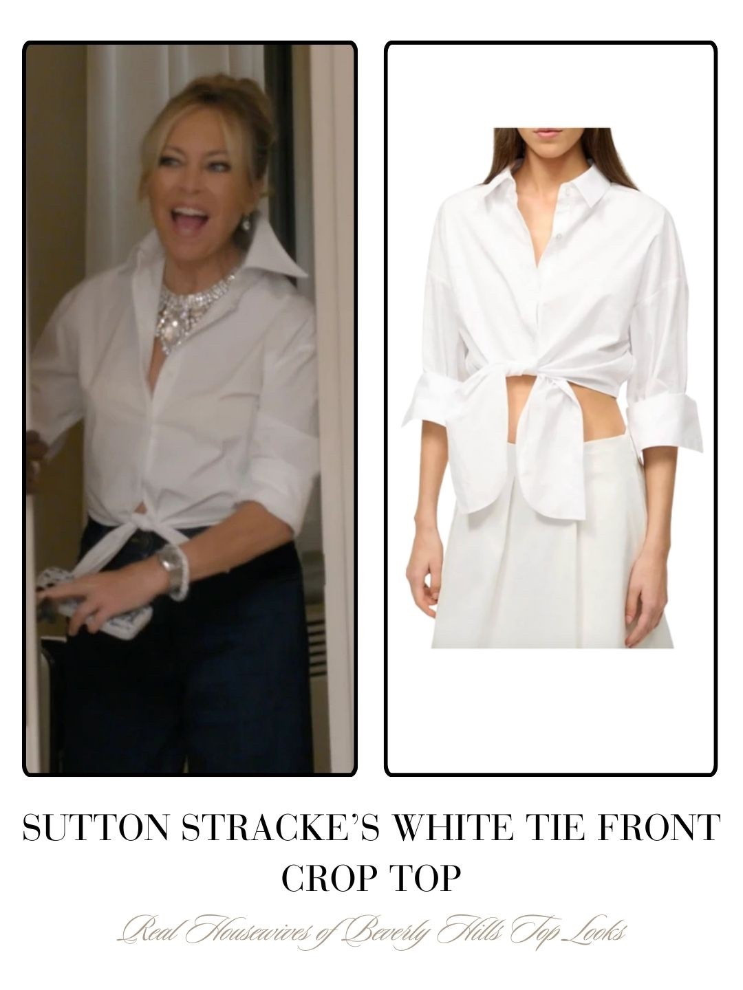 Sutton Stracke’s White Tie Front Crop Top 