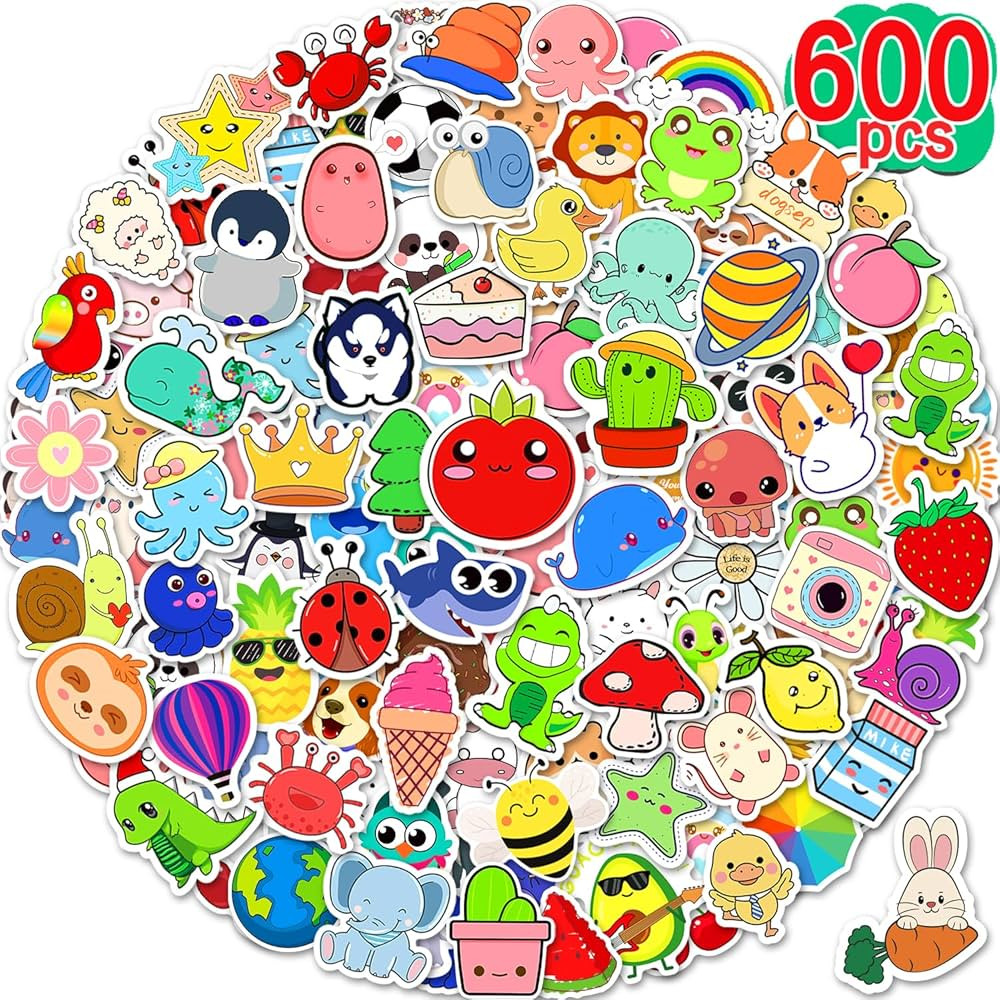 600 Pcs Cute Stickers for Kids, Water Bottle Stickers for Teens, Kawaii Vinyl Phone Laptop Skateb... | Amazon (US)