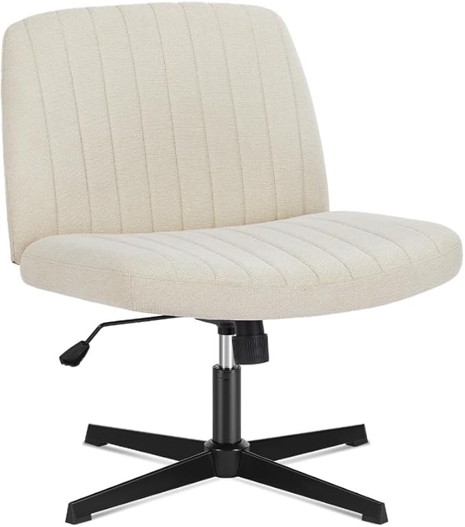 DUMOS Criss Cross Chair Legged Office Wide Comfy Desk Seat, No Wheels Armless Computer Task Seati... | Amazon (US)