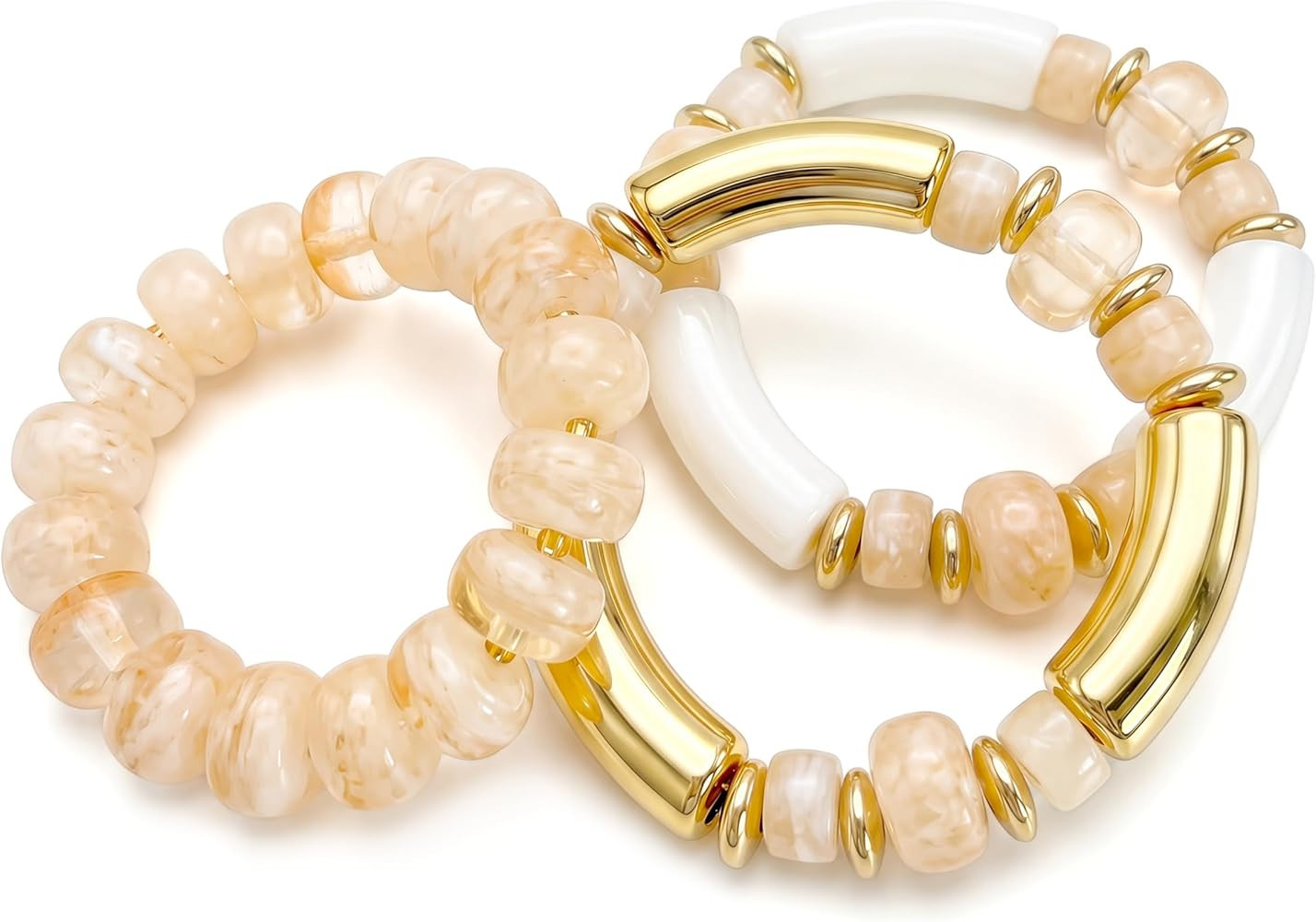 Multi Color Stretch Chunky Beaded Stackable Bracelets for Women- Layering Bead Strand Statement W... | Amazon (US)