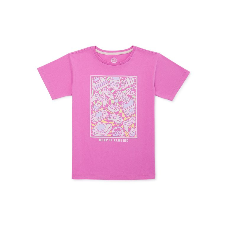 Wonder Nation Girls Boxy Graphic Tee, Sizes 4-18 | Walmart (US)