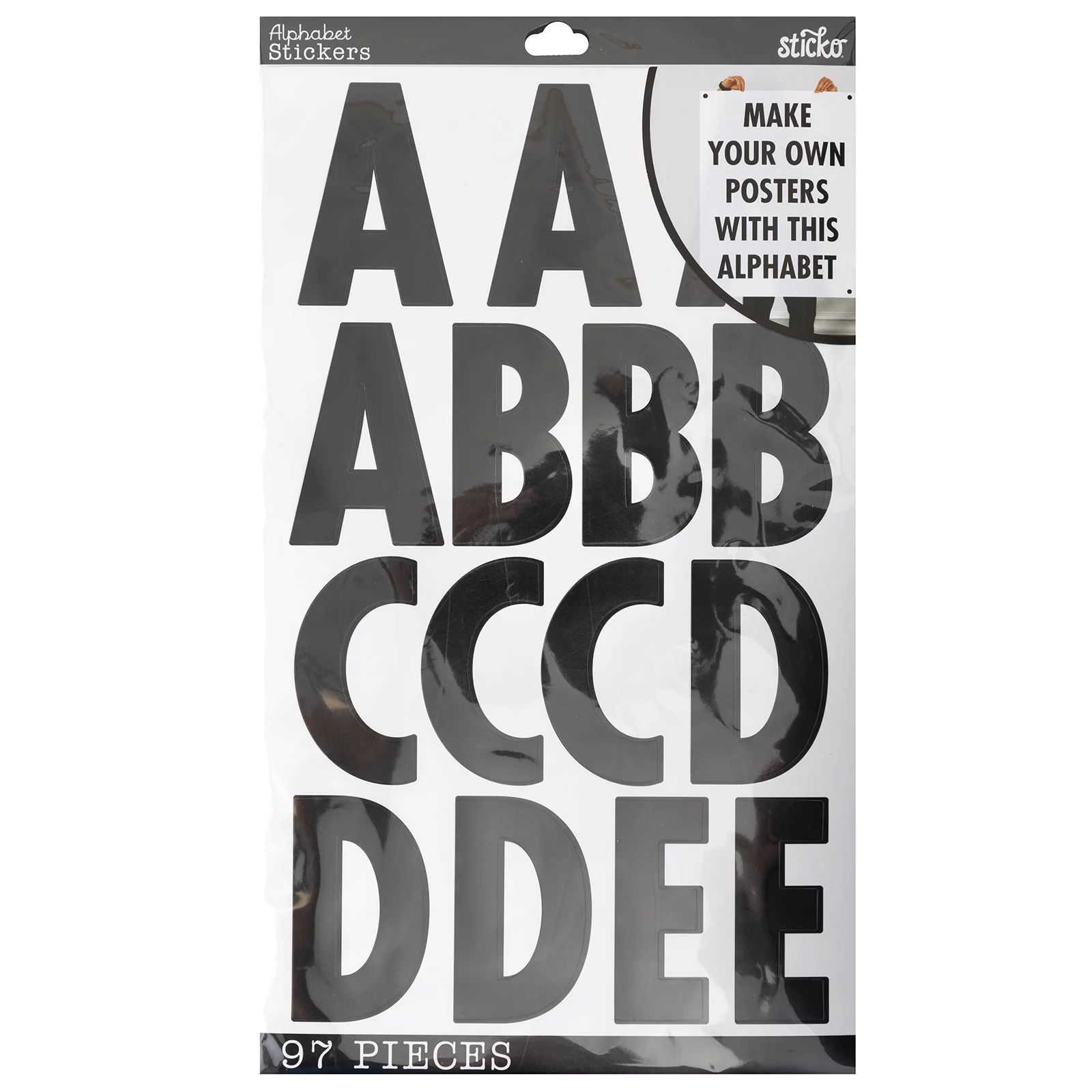 Sticko Solid x-Large Black Poster Paper Alphabet Stickers, 99 Pieces | Walmart (US)