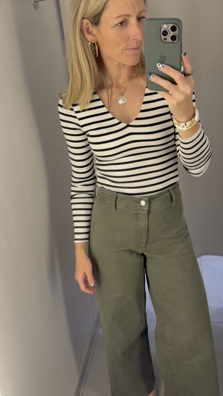 Budget friendly styles you don’t want to miss out on.  Obsessing over this long sleeve striped V-neck bodysuit. These $28 wide leg pants I own in multiple colors. Wearing size 2

#SpringOutfit#WideLegPants #StyleOnBudget #Bodysuit #MomOutfit #workoutfit

#LTKFindsUnder50 #LTKSeasonal #LTKOver40