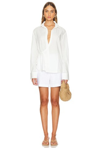 Alliste Oversized Wrap Shirt in White | Revolve Clothing (Global)
