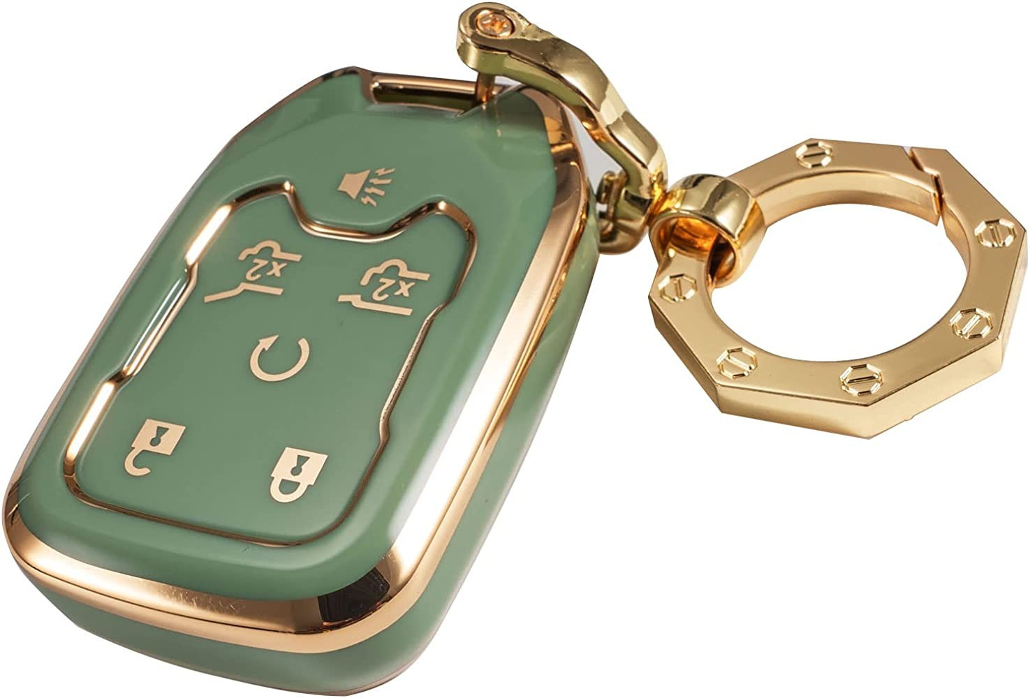 for GMC Key Fob Cover Car Key Case Shell with Fashion Keychain fit Acadia Terrain Yukon Chevrolet... | Amazon (US)