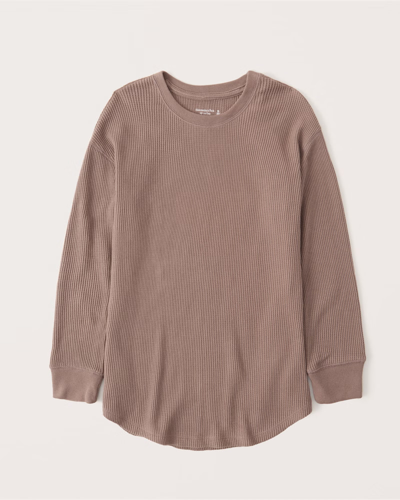 Long-Sleeve Waffle Crew Tee | Abercrombie & Fitch (US)