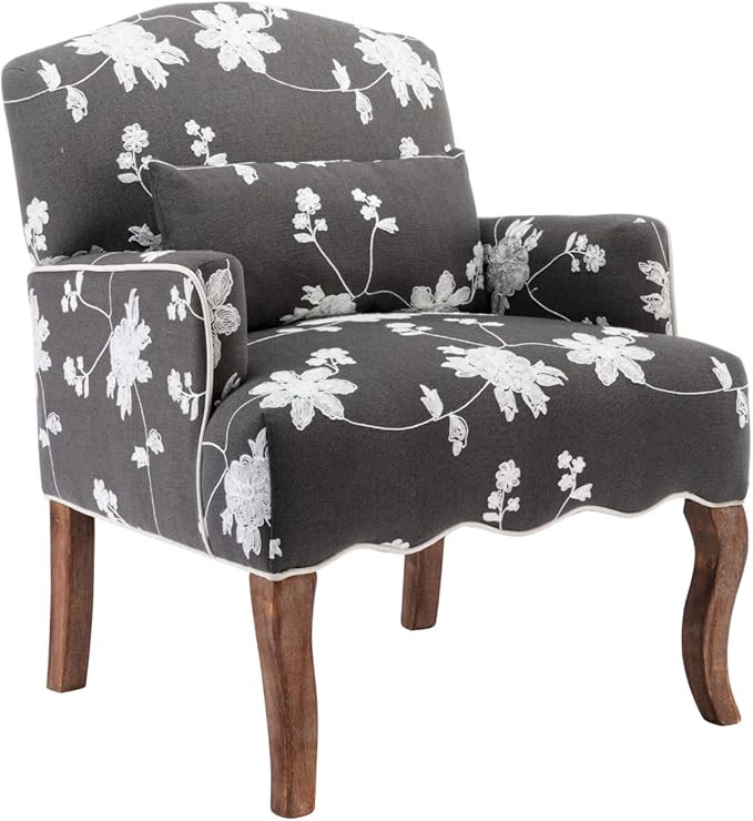 Mid-Century Modern Accent Chair Retro Upholstered Vintage Floral Side Chair Wood Comfy Reading Ch... | Amazon (US)
