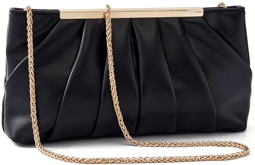 QIRACHIC Black Clutch Purse Elegant Pleated Formal Handbag Classy Evening Bag for Women | Amazon (US)