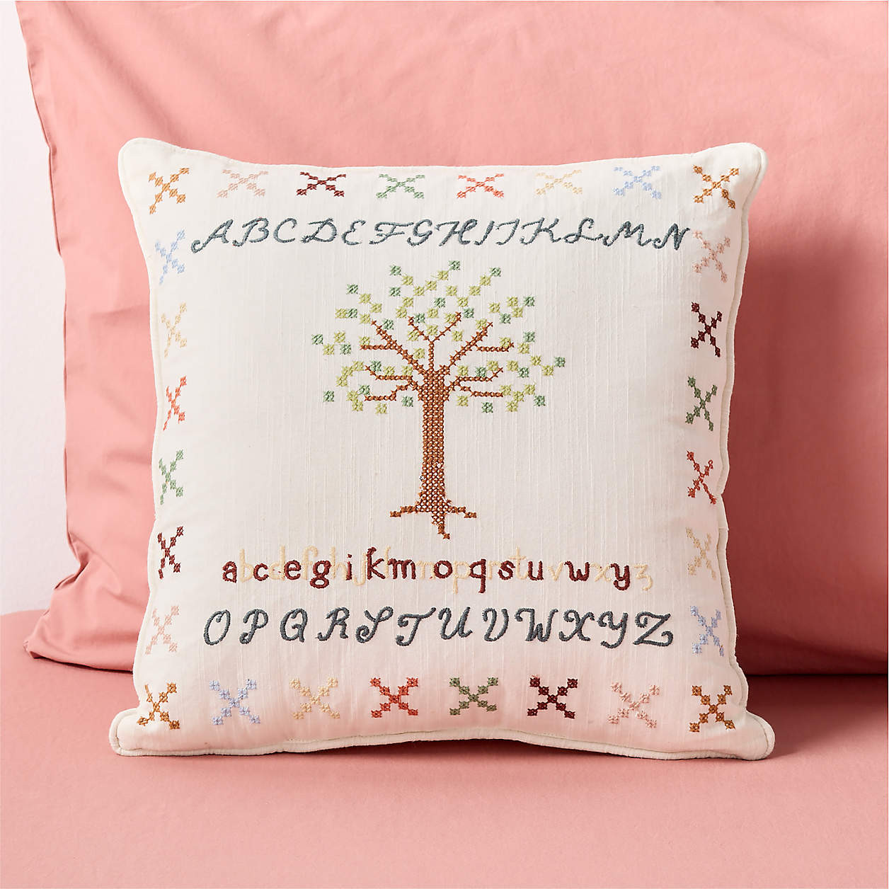 Family Tree Embroidered Kids Throw Pillow by Sharland England | Crate & Kids | Crate & Barrel